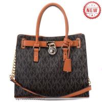 michael kors hamilton logo groot bruin bakken Tas Verkopen 4rf78754